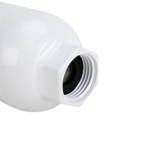 Top Shelf Inline Garden Hose Carbon Water Filter to Kick Chlorine and Chloramine to the Curb for Hydroponic and Aeroponic Systems close-up view.