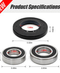 Heavy Duty Washer Seal Bearing And Tub Drum Shaft Assembly Kit For Samsung Models product specifications image showing sizes and dimensions of bearings and seal.
