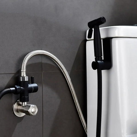 Super Tough 3 Way Shower Diverter Valve With Solid Brass Build And Seamless 1 Inlet To 2 Outlet Switching Featuring No Sweat Removable Nut Setup Plus Dependable Rubber Gaskets That Stay Leak Free And Make Bathroom Upgrades A Breeze For Everyone, installed with flexible hoses.