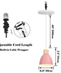 Kiven Instant Light Conversion Kit for 4/5/6inch Hole with adjustable cord and pink metal shade, size 6.3''/16cm.