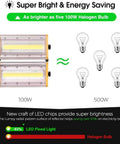 Rock Solid 100W Led Floodlights 10 Pack Hella Bright Ip65 Waterproof Outdoor Security Spotlights 10000 Lumens heavy duty design comparison with halogen bulbs.
