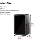 Hella Weatherproof EV Charger Enclosure Lockable Outdoor Box For Secure Electric Vehicle Cable Storage Rock Solid Black Protector, dimensions shown.