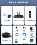 Components of 5MP Full HD Wired Outdoor Security Camera System For 24 Seven Home Surveillance With IR Night Vision Up To 80 Feet And Weather Ready Cameras With Plug And Play Setup