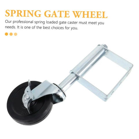 Smooth Rolling Heavy Duty Spring Loaded Gate Wheel With Automatic Telescopic Adjustment Cold Rolled Steel Replacement Caster side view