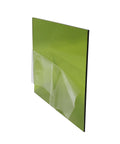 Heavy Duty Laser Safety Window Panel For Fiber Cutting And Engraving Built Tough At Twelve By Twelve Inches With Crystal Clear Viewport showing green panel with protective layer