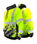 American Grit Hi Vis Hoodie for Men Built Tough, Class 3 Type R Safety Sweatshirt, Heavy-Duty Polyester, Reflective Hood, Yellow, Small