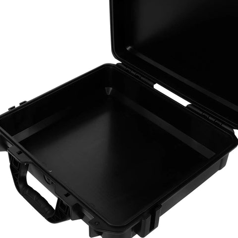 Hella Practical PP Plastic Toolbox With Secure Lock, Savage Electric Drill Carry Case And Nifty Small Parts Organizer For Wet Weather Jobs And Daily Grind, open black toolbox interior.