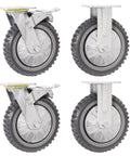 Heavy Duty 8 Inch Swivel And Fixed Caster Wheels Set With Top Lock Brakes 575 Lb Each Total 2,300 Lb Capacity 4 Pack