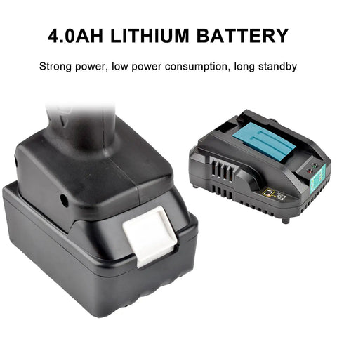 Real Deal No Sweat Heavy Duty Ratcheting Cable Cutter Electric Hydraulic Wire Tool Kicks Through Copper And Aluminum Armored Cable Portable Workhorse Kit Comes With Two Spare Batteries Delivering Smooth Clean Snips 4.0AH lithium battery pack with charger, designed for long-lasting power.