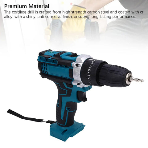 Badass 21V Cordless Drill Driver With Smooth Variable Speed Control And Hefty 10mm Chuck built for drilling through wood or plastic.