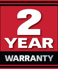 Red and black badge with "2 Year Warranty" text for Metal Dust Collector Stand For Workshop, 472 CFM, 115V Single Phase.
