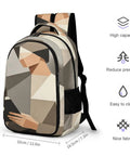 Low Poly Papercraft Reader Portrait Backpack, Unisex Large Capacity Daypack, breathable polyester, printed graphic, side view