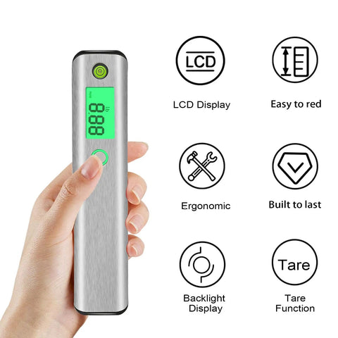 Solid As A Rock Digital Trigger Pull Scale Gauge For Reliable Peak Force Testing With Hella Precise Readings And A Rugged Stainless Steel Body Built For Pro Bench Work held in hand, LCD display, ergonomic design