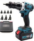 No Sweat Heavy Duty Cordless Rivet Gun With Dual Gears And Smart Memory And Normal Modes Lightning Fast Three Second Riveting with seven die sizes