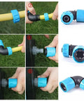 One Half Inch Garden Water Connector Quick Connect Fittings Set For Hoses And Irrigation Elbow Joints Durable Pipe Adapters For Faucets And Hoses No Fuss Easy Snap On Fits One Half Inch And Three Quarter Inch 3 Pack, blue hose elbow adapter