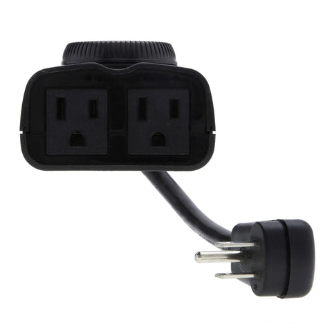 Make Your Porch Lights Run Smooth With This Beefy Outdoor Plug In Timer Using Natural Light Sensors For Auto Day Night Cycling Zero Headache Landscape And Holiday Setup 15 Amp with two grounded sockets.