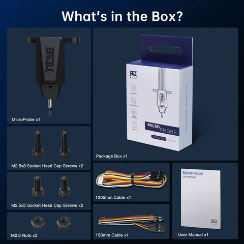 Straight Up Best Bed Leveling Sensor Kit For 3D Printers Featuring Automatic Calibration And High Precision Metal Probe Built Tough For Smooth Ride Prints Across Ender 3 And Voron Series components displayed in package.