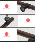 Close-up of 10 Pack 5 Inch Hole Center Cabinet Pulls With Authentic Wood Grain Look And Charcoal Black Zinc Body showing tight connection and deep hole thread.