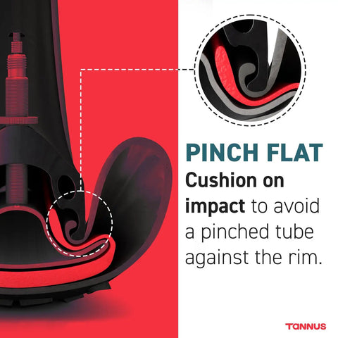 Diagram showing pinch flat protection with Puncture Proof Bike Tire Insert for Fat Tires and E Bike Rides No Flats 26 Inch