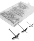 Heavy Duty Toggle Bolt Kit With Galvanized Iron Drywall Screws And Wing Nuts For Furniture And Machinery, set in plastic case