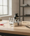 Mini Bench Vise With Aluminum Alloy Precision Clamp And Silicone Posts For Hobbyists And Makers Handy Grippy Hold For Soldering And Model Making Tools With Adjustable Jaw Central Opening And Multi Hole Mounting on workbench