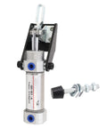 Tested Pro Pneumatic Hold Down Clamp Delivers 50kg Clamping Force, air cylinder mounted for workshop use.