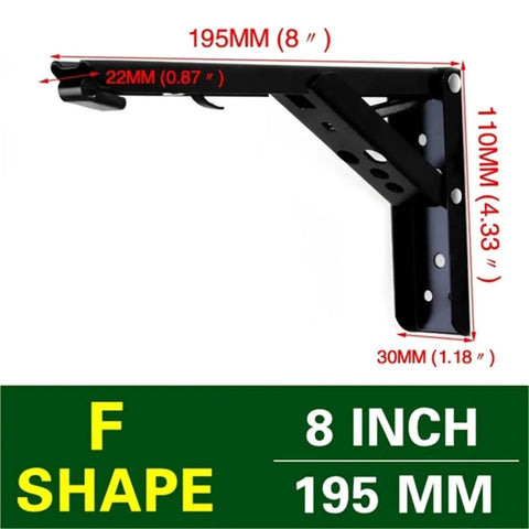 Two Pieces Adjustable Wall Mounted Triangle Folding Bracket Set For Shelves And Benches Heavy Duty Silver 8 Inch F shape