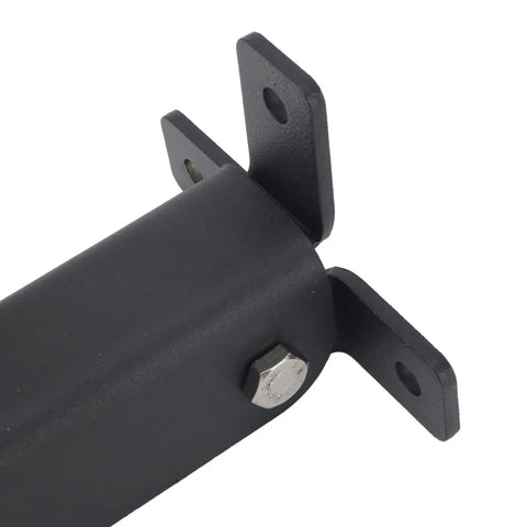 Close-up of Rock Solid Steel Roof Riser Bracket For Pergola Gazebo Patio Mounts showcasing sturdy black weather-treated steel.