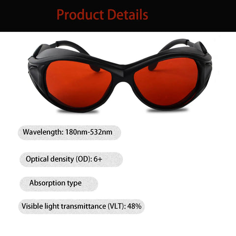 Premium Heavy Duty 2 Pack Laser Safety Goggles delivering solid OD6 Plus shield, featuring red lenses and durable frame for lab use.