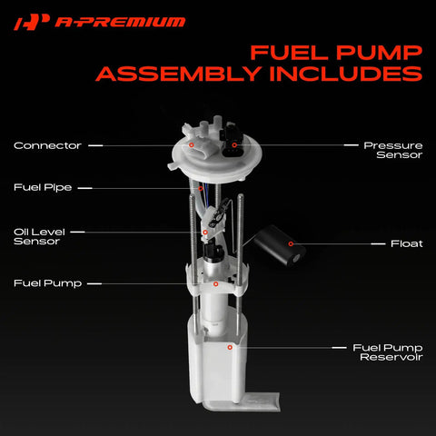 Badass Electric Fuel Pump Module Assembly With Pressure Sensor Designed To Plug And Play With Chevy Uplander 2008 Through 2009 39L V6 Engine, detailed components shown.