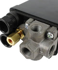 Tough As Nails Aftermarket Pressure Switch For Air Compressors 95 To 125 Psi with four ports and gold fittings visible.
