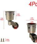 Four Pack 360 Degree Swivel Cup Casters With Silent Rolling Precision Bearings Smooth Operator Antique Brass Furniture Wheels No Sweat Glide Upgrade For Couches And Tables At Home, showing dimensions and design.