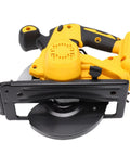 Heavy Duty Cordless Circular Saw With 5300 RPM Brushless Motor And Seven Quarter Inch Blade, black and yellow design.