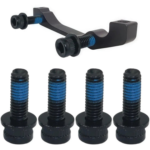 Four Pack Disc Brake Caliper Bolts M6x18 for Road, Mountain, BMX and Racing Calipers Black Carbon Steel with brake adapter