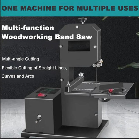 Beastly 800W Benchtop Bandsaw For Woodworking And Diy With 70mm Cutting Height, metal table, and multi-angle capabilities