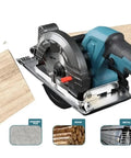 Badass Cordless Brushless Circular Saw 5 Inch 125mm handheld power tool cutting through wood with precision.