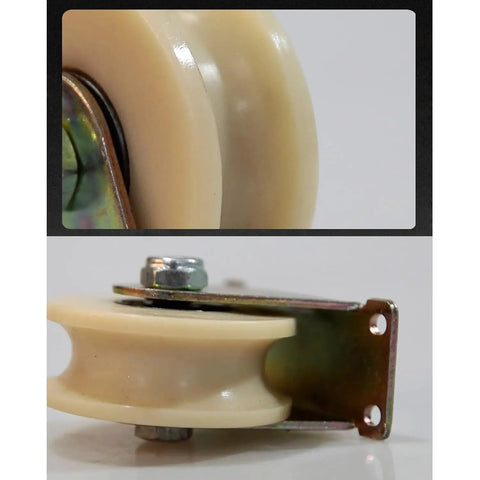 Heavy Duty 4 Inch Track Wheel U Groove Design Smooth Silky Barn Door Rollers Pulleys nylon sheave and steel bracket close-up