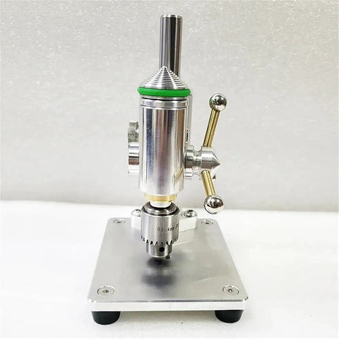 Heavy Duty Mini Bench Drill Press With Variable Speed Control on solid aluminum base, designed for jewelry making and watch repair.