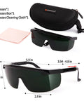 Premium Kickass Red Light Therapy Glasses, Solid OD Four Plus Eye Protection For Laser Hair Removal And IPL Therapies in a protective case.