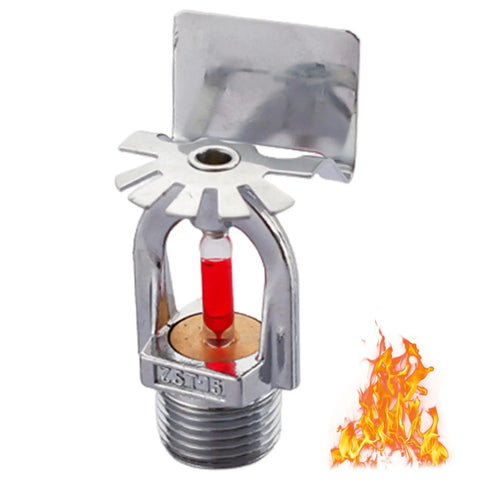 Rock Solid Copper Pendent Fire Sprinkler Head Quick Response Water Spray Kit with chrome finish and red glass bulb.