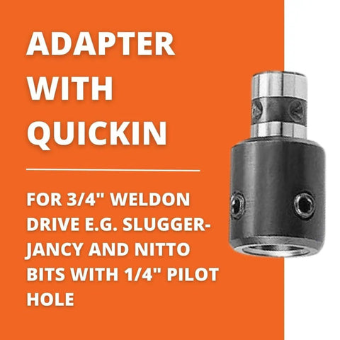 QuickIn Magnetic Drill Adapter For Seamless Accessory Swaps 3/4 Inch Weldon Shank Works With Slugger Jancy And Nitto Bits No Fuss Plug And Play Durable Long Lasting Build For Heavy Duty Drilling And Fast Tool Changes