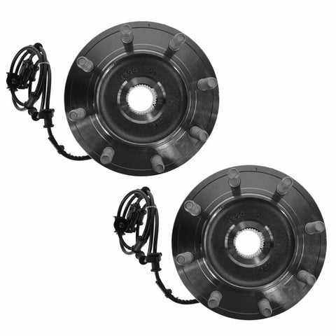 Straight Shooter Front Wheel Hub Bearing Assembly Complete Pair For Ram 2500 And 3500 4.7 5.7 6.7 Liter Trucks Fits 2012 2013 2014 view from top with wiring and bolts