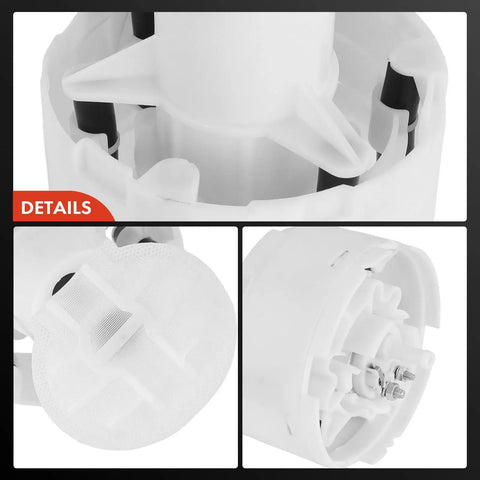 Direct Swap Electric Fuel Pump For Audi A4 and A4 Quattro 1996 through 2001 showing interior design and fuel filter feature.