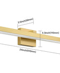 Diagram of 24 Inch LED Bath room Vanity Light Bar in Modern Gold Finish, Dimmable Over Mirror Wall Fixture, size dimensions shown