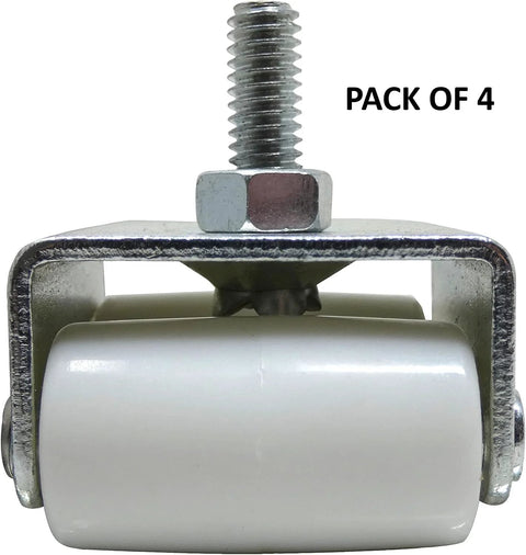 7/8-Inch Threaded Stem Appliance Caster Set With Dual Wheels White 4-Pack Low Profile 1-1/2-Inch Wide Twin Wheels Jam Nuts