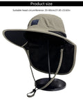 Lightweight Sun Hat With Neck Flap For Unisex Outdoor Adventurers Hiking Camping And Fishing Gear, adjustable 55-60 cm display