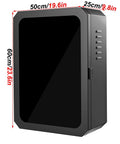 Badass Outdoor Lockable Cabinet For EV Chargers featuring clear tempered glass window, steel shell, and dimensions 19.6x9.8x23.6 inches.