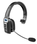Black Trucker Bluetooth Headset V5.2 Wireless with AI Noise Canceling Microphone, on-ear design showing buttons and mic.
