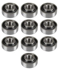 Farm Grade 10 Pack Aftermarket Planter Bearings For Case Ih 1200 1220 1240 1250 Planter 5200 5300 5400 5500 Grain Drill 6100 6300 Cart, ten metal bearings laid out in rows.