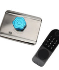 Foolproof Smart Biometric Door Lock With Wireless App Control And Instant Keyless Entry Heavy Duty Aluminum Alloy Fingerprint Deadbolt view with key pad and blue knob.